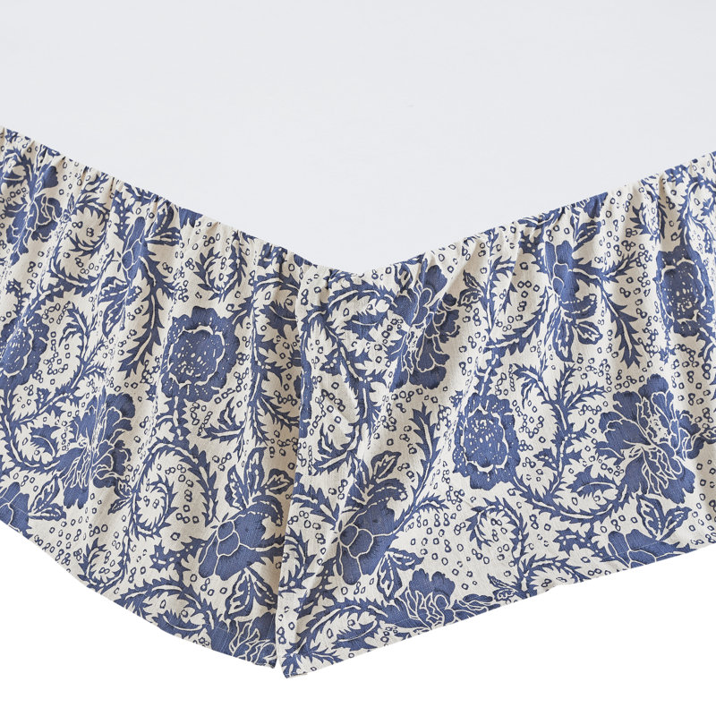 Dorset Navy Ruffled Bed Skirt, King