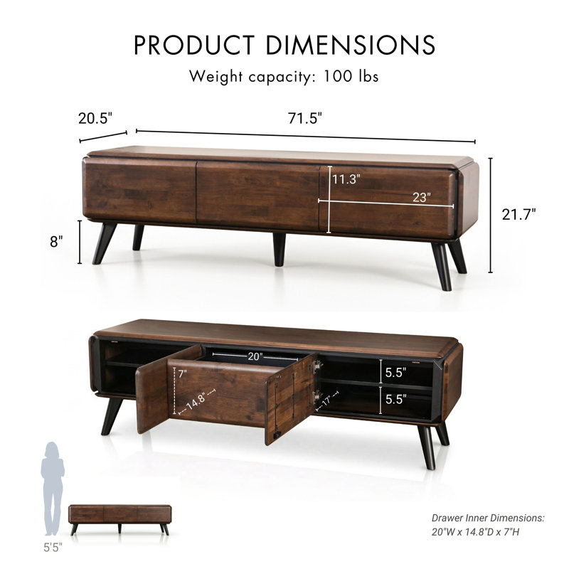 Rozella 72" Solid Wood Tv Stand