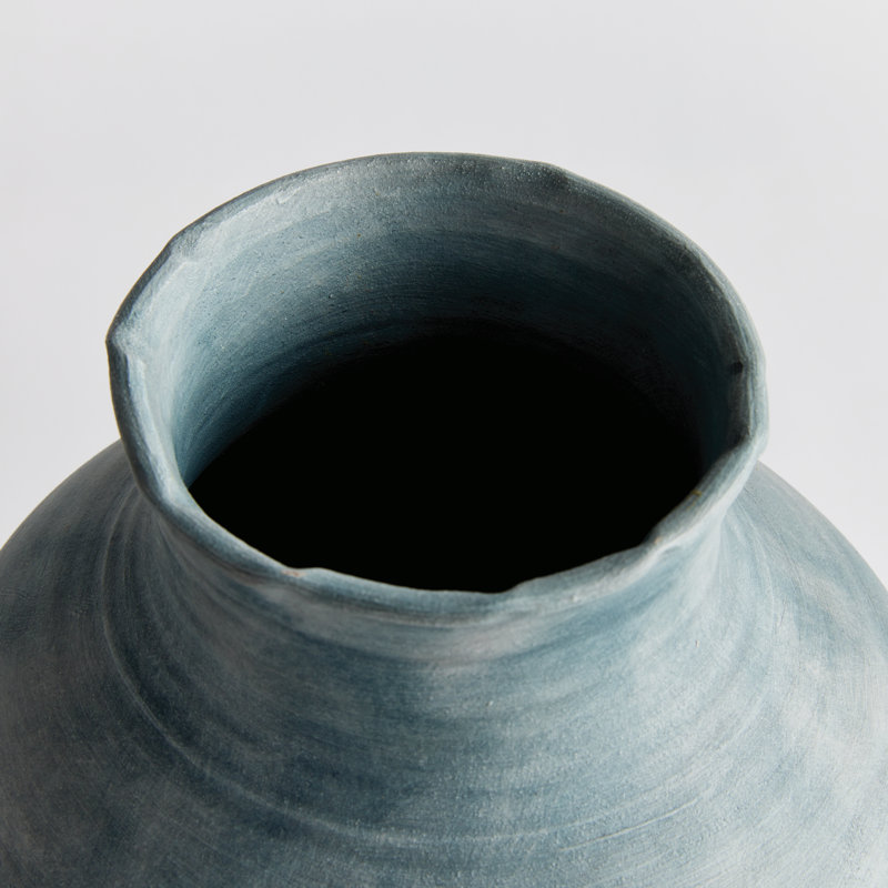 Ambretta Handmade Terracotta Table Vase, Blue, 16.75" H x 12" W x 12" D