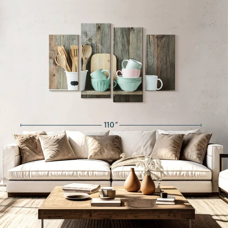 Kitchen Wall Art Multi Piece Canvas Print, H 48 po x l 75 po x P 1,25 po