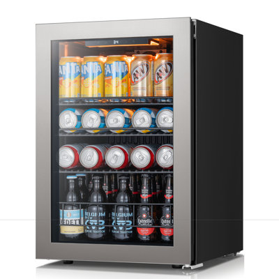 16.9 in. Single Zone 85-Cans Beverage Cooler Freestanding Compressor Frost Free Refrigerator Fridge in Stainless Steel on Fridge.com