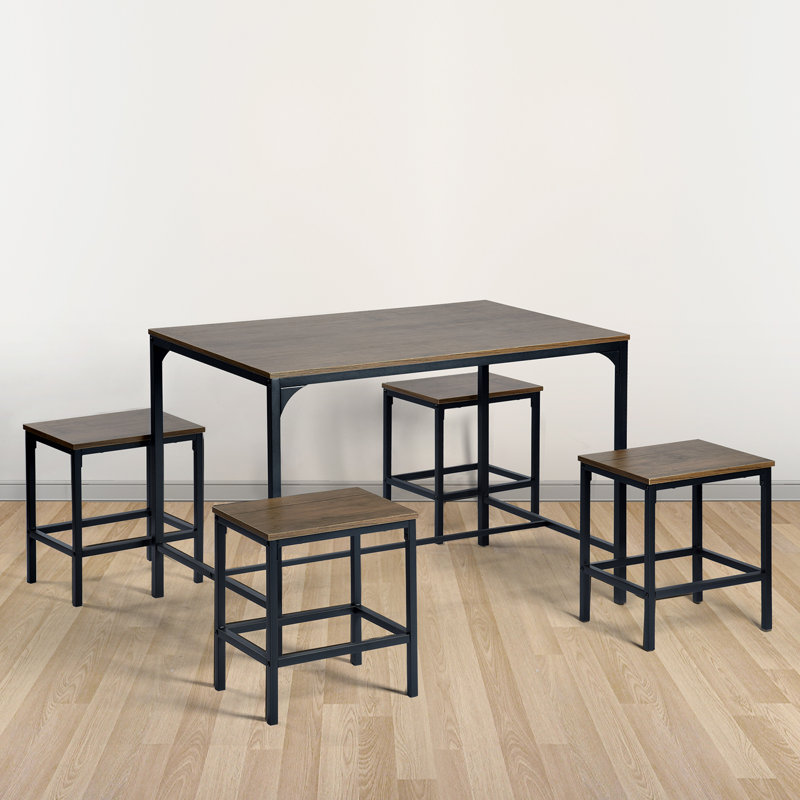 Konner Dining Set, Dark Brown, Black, Dark Brown