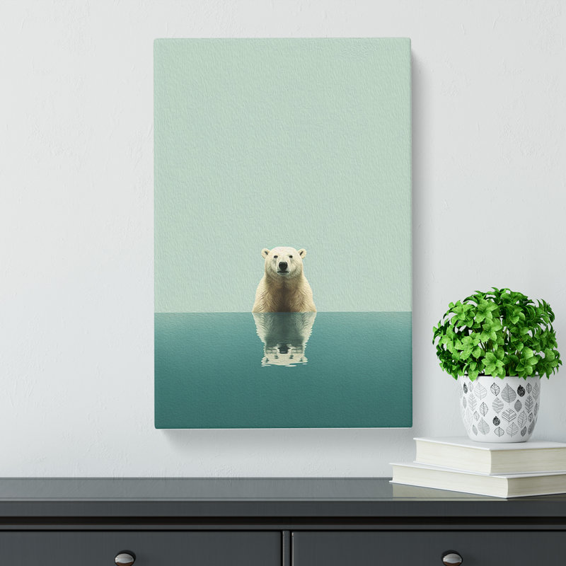 Polar Bear Minimalism No.2 - Wrapped Canvas, 50cm H x 35cm W x 3cm D
