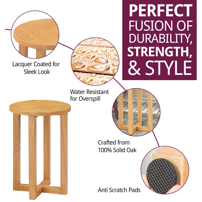 Bittencourt Solid Wood Cross Legs End Table