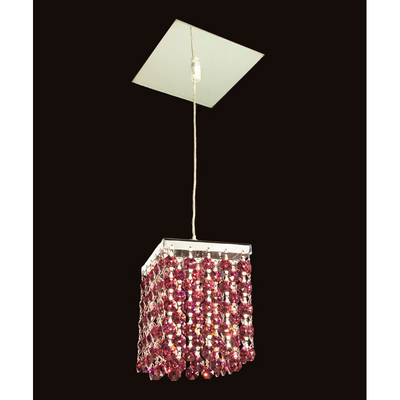 Luminaire suspendu carré simple 1 lumière Mirco, Rouge bordeaux