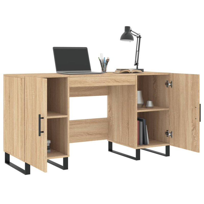 Amear Metal Base Computer Desk, Sonoma Oak