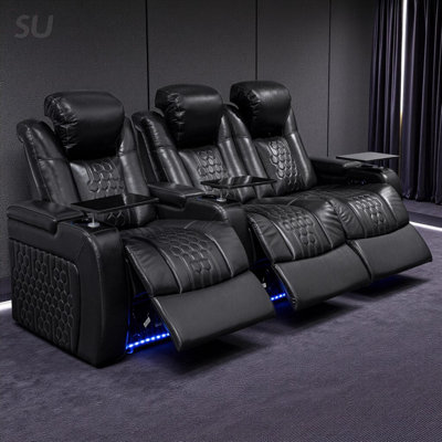 93.3 Inch Power Recliner 3 PC Set With Top-Grain Nappa, Fully Adjustable Relaxation, Smart Charging, And Dynamic RGB LED Lighting, Recliner