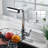 Pull Down Single Handle Kitchen Faucet With Deck Plate 4 Spray Function-98600394