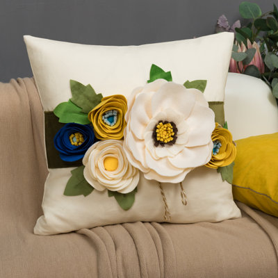 3D Flower Throw Pillow Cover