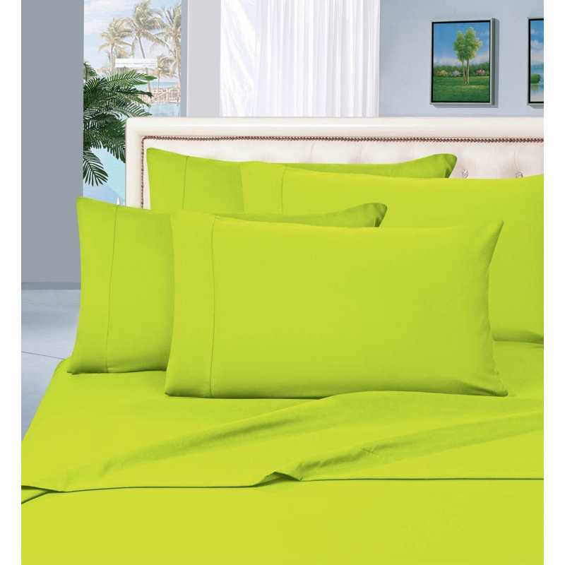Ensemble de draps en polyester 1500 fils, Citron vert, Ensemble de draps pour lit double