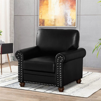 Mundrae 35.81'' Wide Faux Leather Accent Chair Armchair