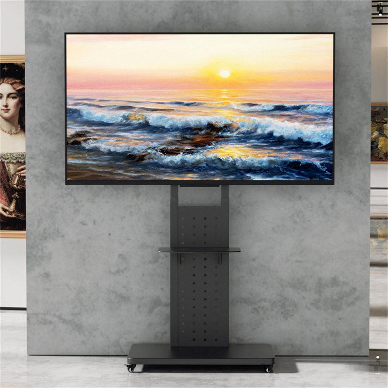 Heavy Duty Universal Floor Tv Stand Mobile Tv Cart With Shelf For 32"-65'' Led Lcd Tv Vertical/ Horizontal Display