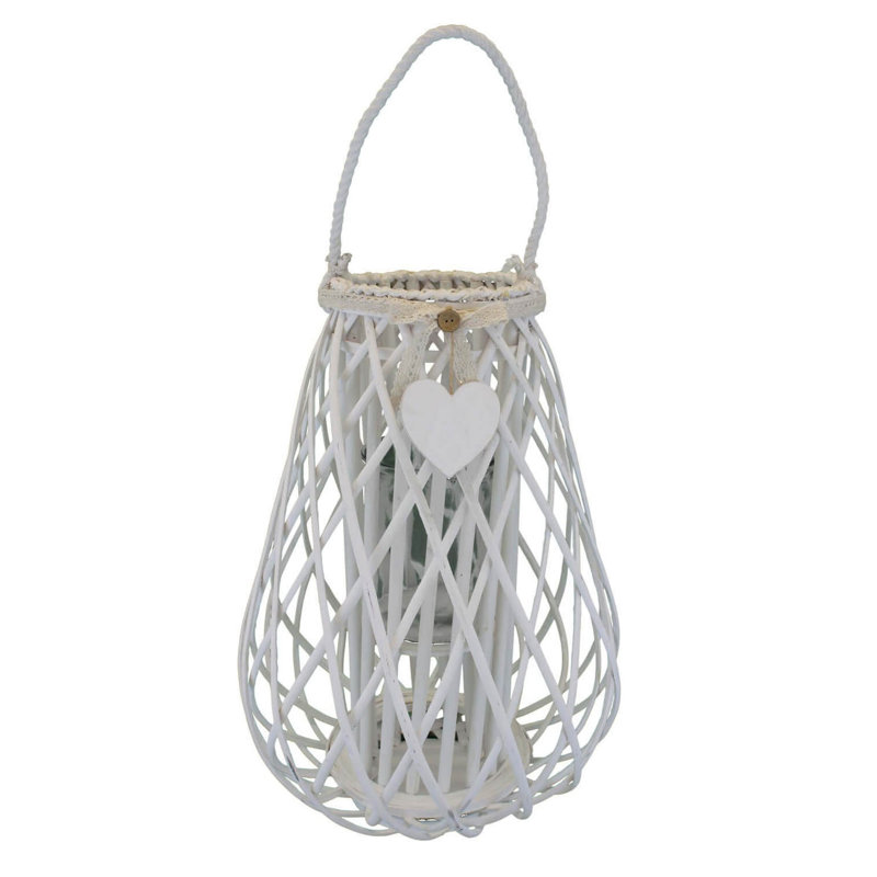Glass Tabletop Lantern, White