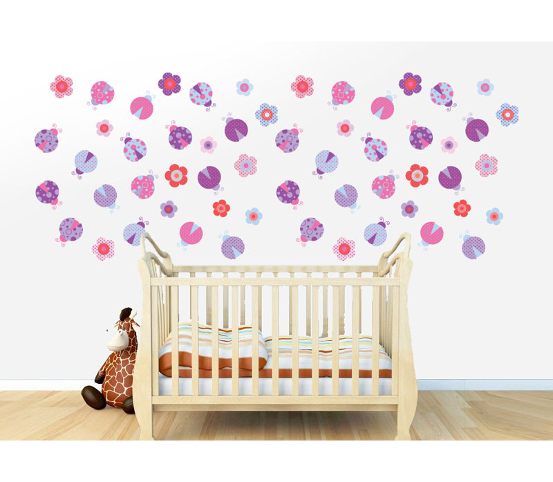 Décalcomanie murale coccinelle et vinyle fleur, Schéma B