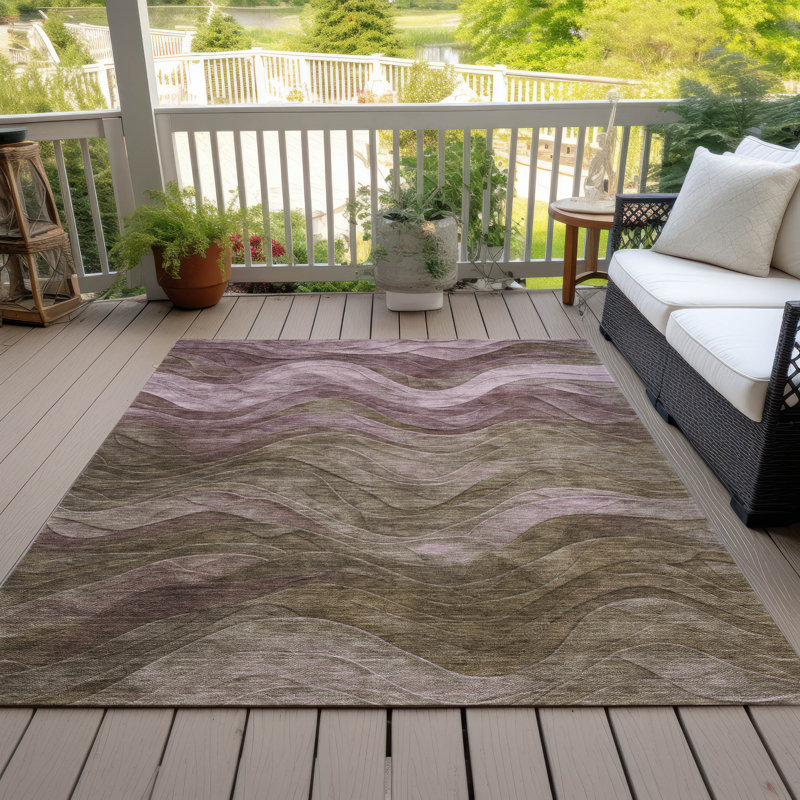 Machine Washable Indoor/Outdoor Cinead ACN1700 Taupe Rug, Rectangle 10' x 14'