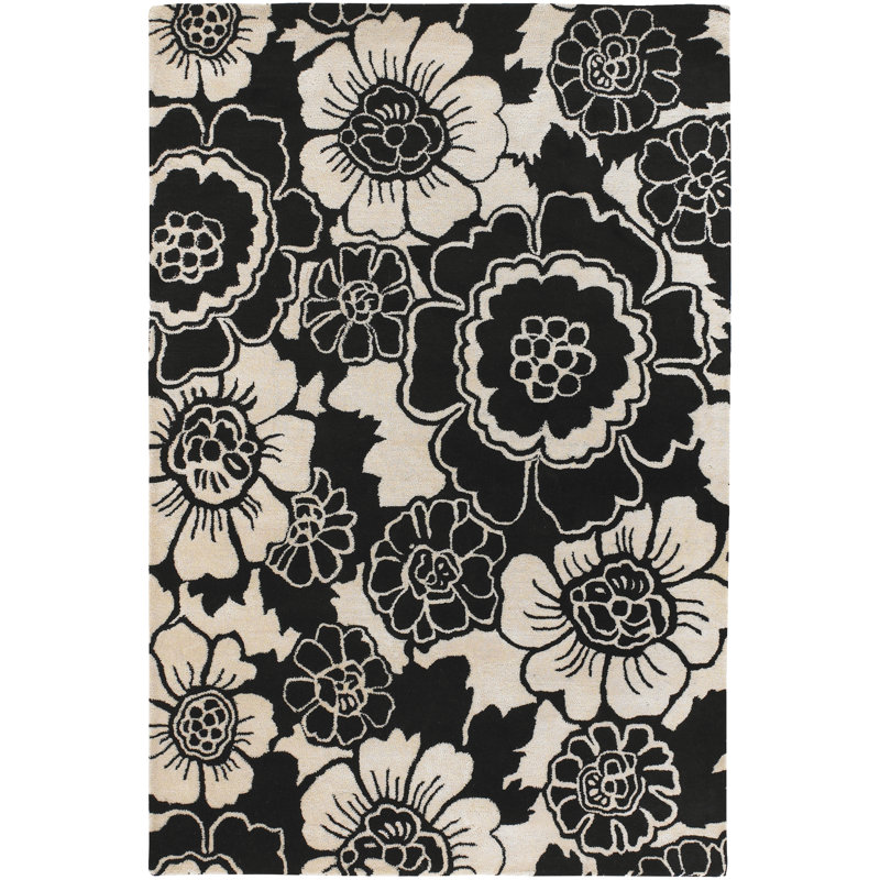 Wool Floral Indoor Rug, Rectangle 5' x 7'6"