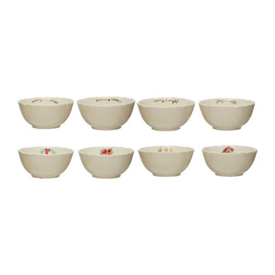 Stoneware Bowl with Holiday Greeting