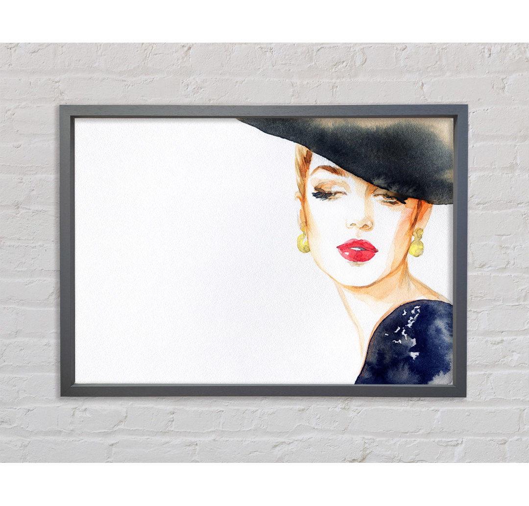 Woman In A Hat Beauty - Single Picture Frame Kunstdrucke auf Leinwand