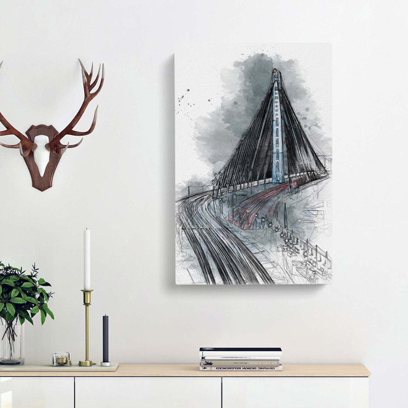 Oakland Bay Bridge in San Francisco in Abstract - Wrapped Canvas, 91cm H x 60cm W x 3cm D