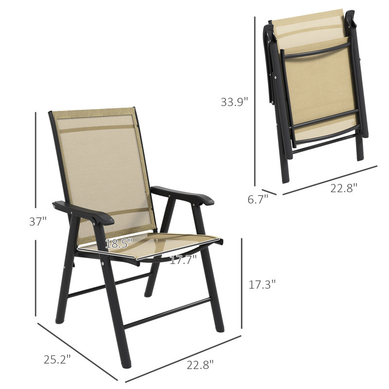 4 Patio Folding Chair - Stackable Outdoor Sling Chairs For Lawn, Dining, Camping. , Portable, Metal Frame, No Assembly, Brown Of 4 Dining With . Lightweight, Portable Picnic, Camping, Assembly