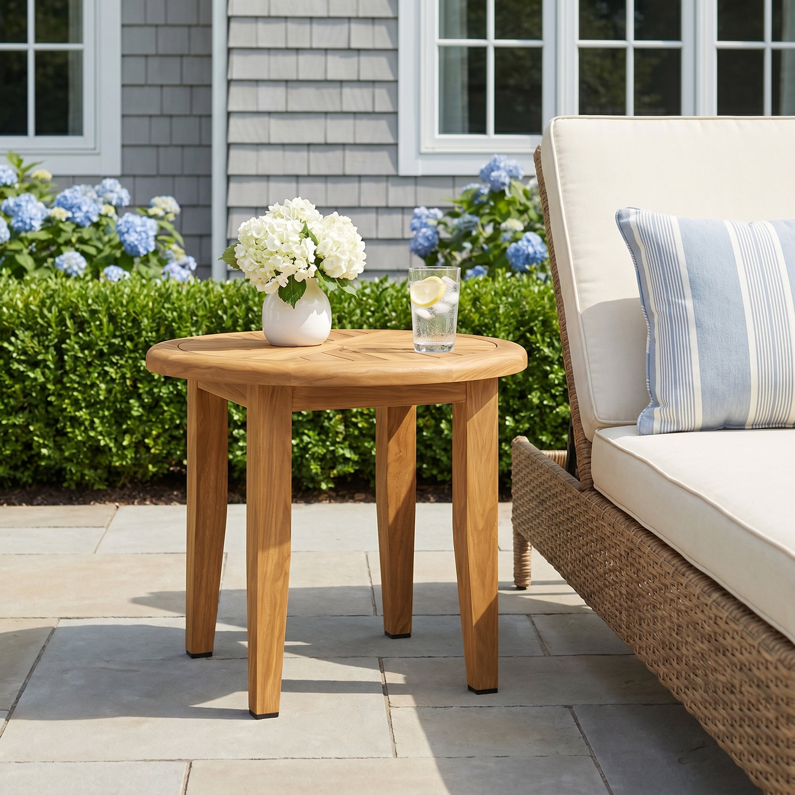 Akiva 24" Teak Patio Side Table