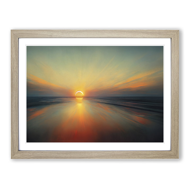 Serene Sunrise - Framed Print, 46cm H x 64cm W x 2cm D, Oak