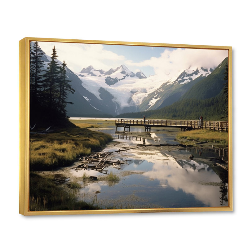 Alaska, rivière sauvage sur toile, Toile dorée, H 12 po x l 20 po x P 1 po
