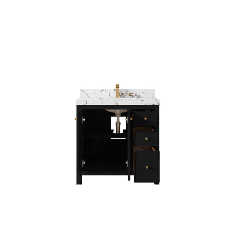 Ensemble de meuble-lavabo simple 36 po Chicago, Doré Viola