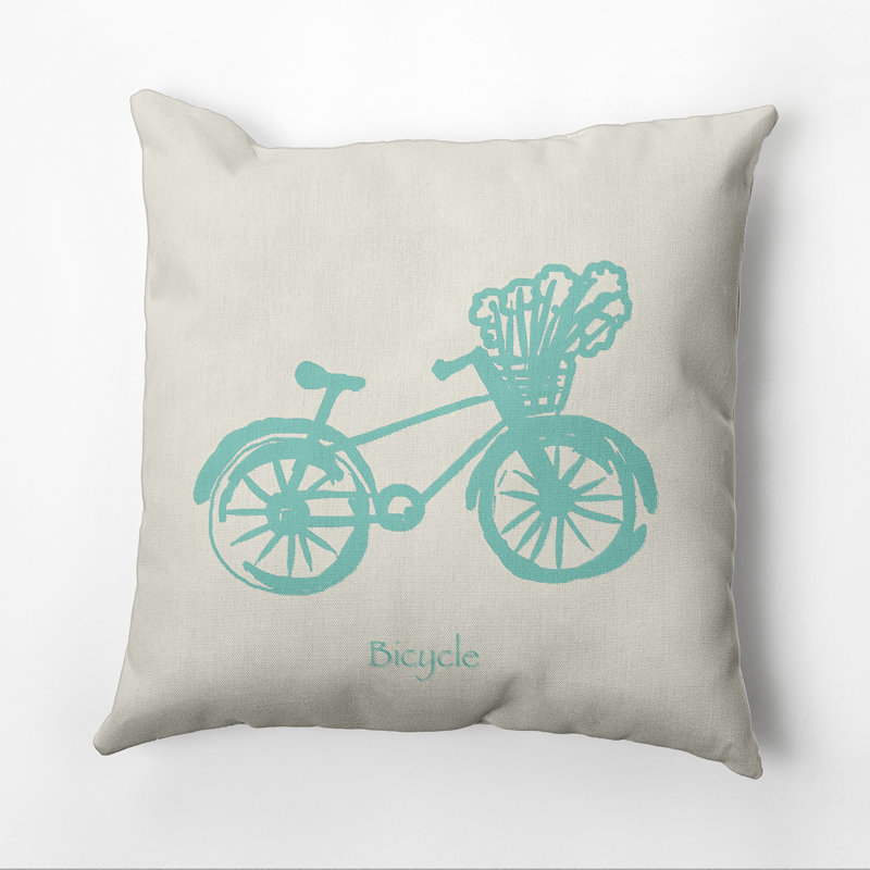 Bicycle Reversible Throw Pillow, 20" H x 20" W