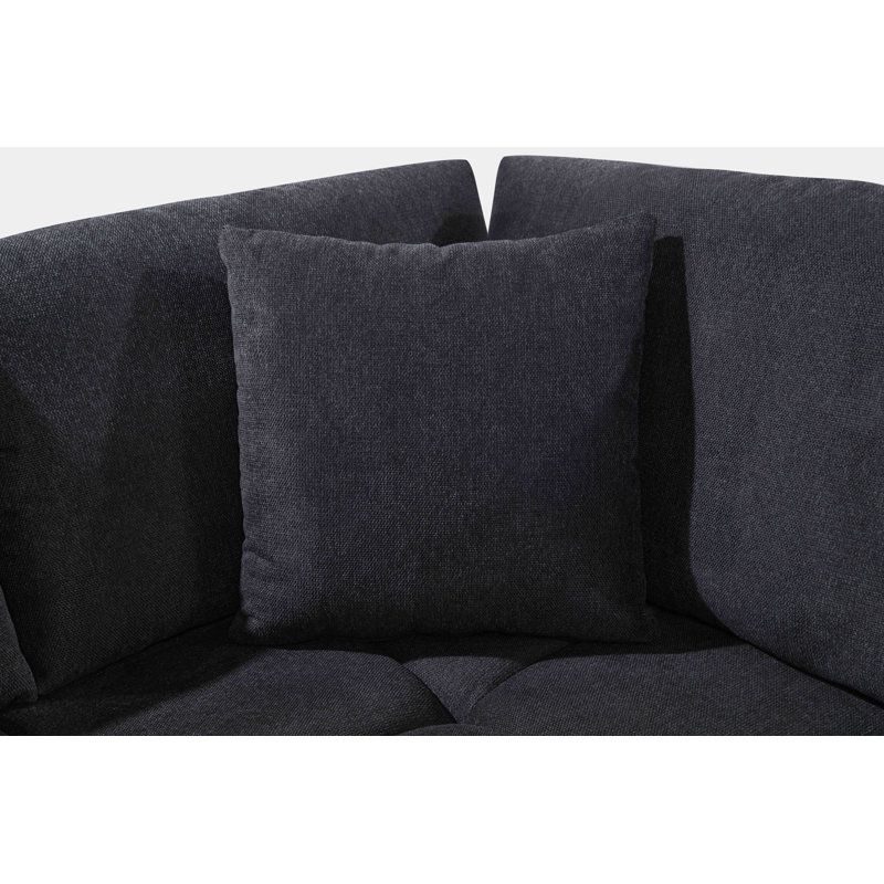 Canapé modulaire Anna noir, Tissu noir