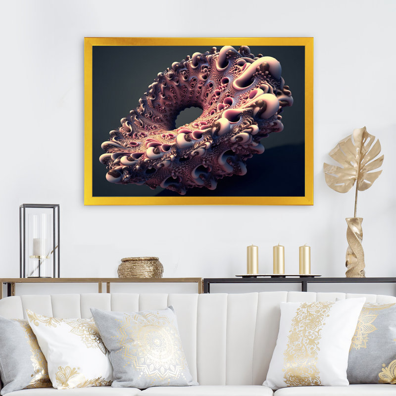 «Pink Fractal Emanation I», reproduction sur toile, H 24 po x l 32 po x P 1 po, Impression dorée sur toile encadrée