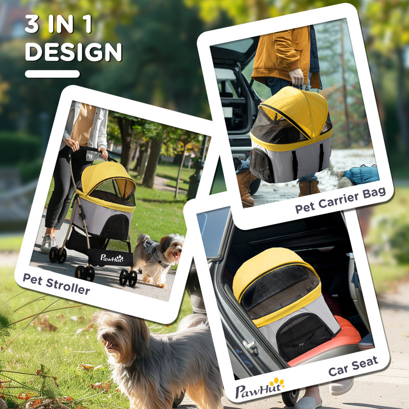 Poussette standard pliante, Jaune