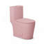 Toilette monobloc en céramique rose à motif floral de 43 cm (17 pouces) avec abattant allongé à fermeture douce et double chasse d'eau-135802431