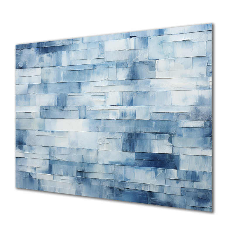 Carreaux scandinaves blancs et bleus III - Boho mosaïque en métal, décoration murale MT136406, H 30 po x l 40 po x P 1,5 po