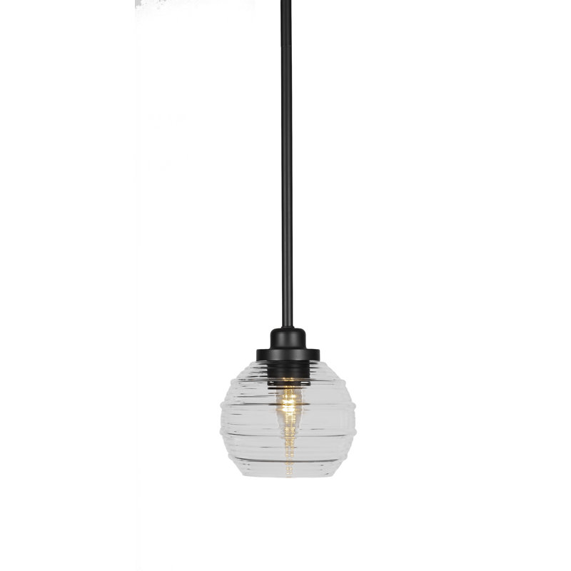 Mini-luminaire suspendu 1 lumière Odyssey, Noir mat, Blanc