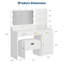 Bureau de meuble-lavabo à DEL avec miroir, 11 ampoules et prise de courant, 3 tiroirs et tablettes de rangement, tabouret rembourré inclus, blanc-74984602