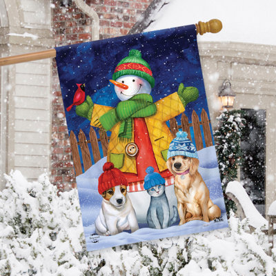 Snowman And Friends House Flag