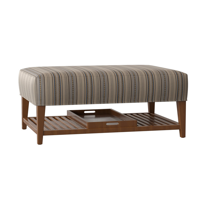 Carly Ottoman, Pecan, Craftwood 42 Gray Performance Chenille