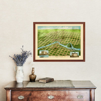 Sioux Falls Art 1891 Vintage Map Wall Art - Map Of Sioux Falls South Dakota History Wall Decor Framed Map Canvas Print - 