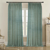 Fabdivine Handmade Block Print Floral Light Blue 2 Panel Set, Soft or Boho Pure Linen Pinch Pleated Curtains Perfect for Kitchen and Window Door 27x96 Inches Farmhouse 100% Blackout, Pinkcity