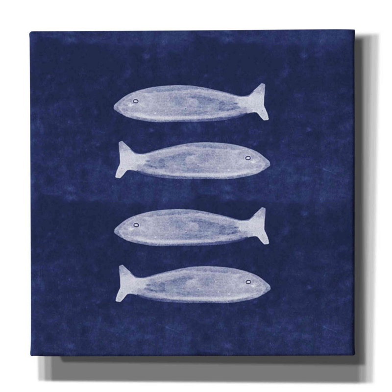 'Indigo Fish' by Linda Woods, Canvas Wall Art, 26" H x 26" W