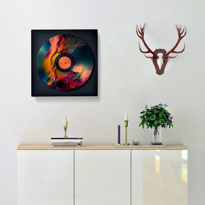 Vinyl Record Impressionism - Wrapped Canvas - Framed Print