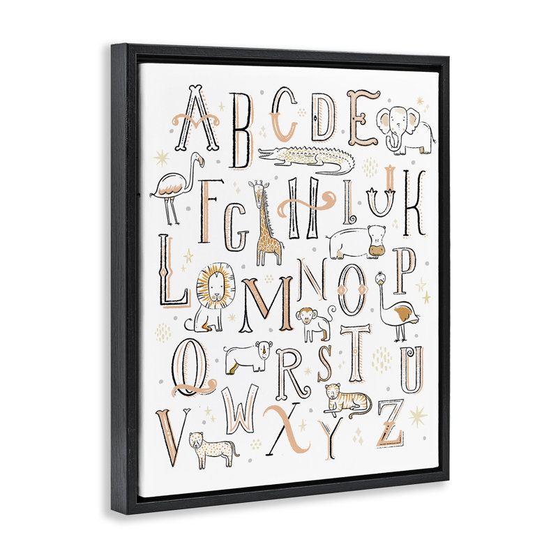«Nursery Animal Alphabet» par Zirkus Design, Cadre flottant noir de jais, H 21 po x l 17 po