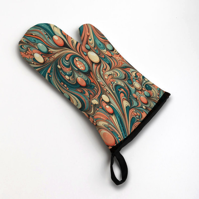 Artful Marble Waves Oven Mitt Cotton Twill