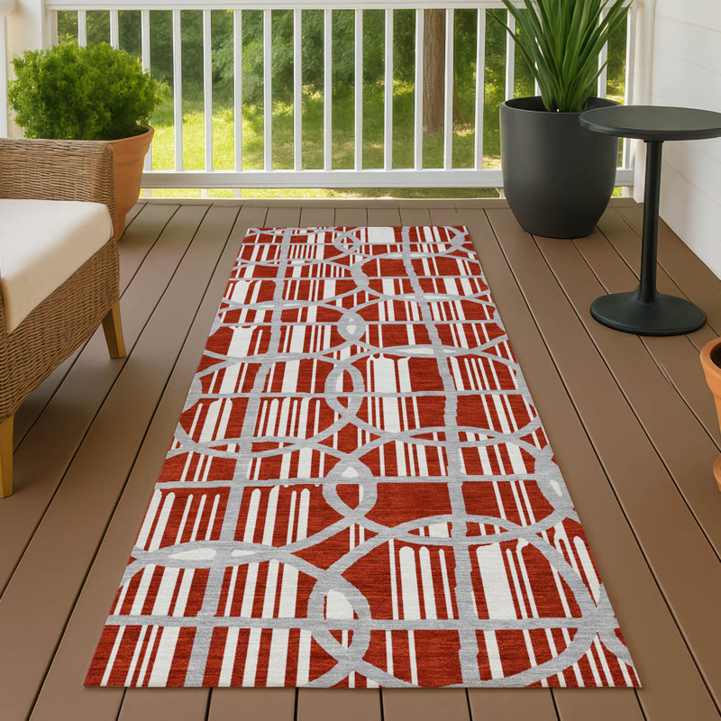 Machine Washable Indoor/Outdoor Chantille ACN2769 Geometric Rug, 2'3" x 7'6" Runner, Red