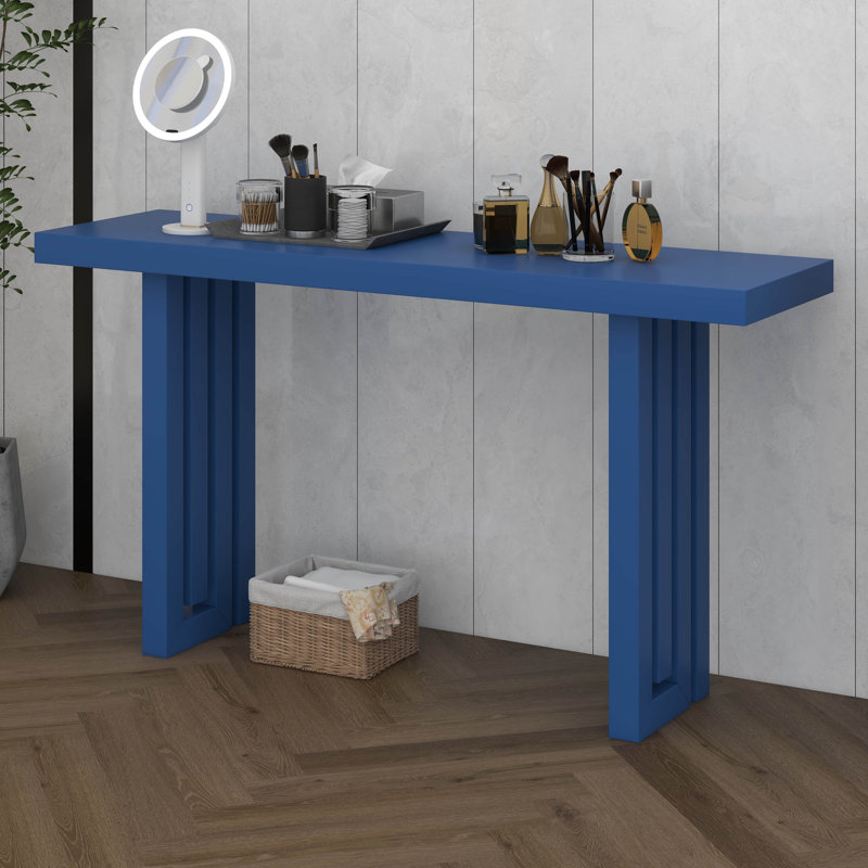 Console unique en placage de chêne avec une conception latérale élégante pour l'entrée, le couloir et le salon, Marine