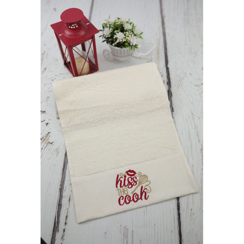 Serviette 100% coton Bentzy, Crème / rouge