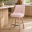 Ensemble de 2 tabourets de bar pivotants à 360 ° à hauteur de comptoir de 26 po avec dossier, tabourets de bar style Mid-Century rembourrés avec pieds en bois massif pour îlot de cuisine, rose-133276210