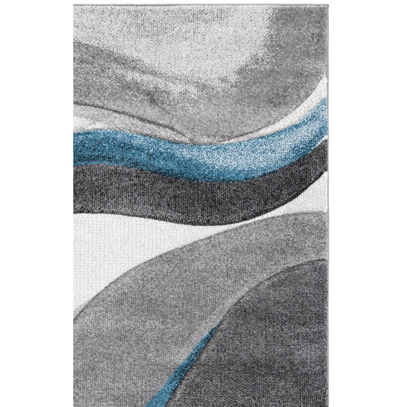 Tapis gris / turquoise Duboistown, Rectangulaire 8 pi x 10 pi