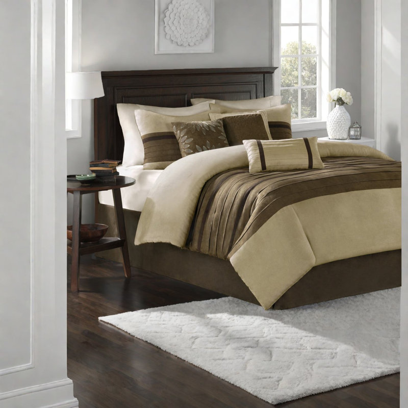 Ensemble de literie confortable en faux suède, style transitionnel en polyester pour la maison